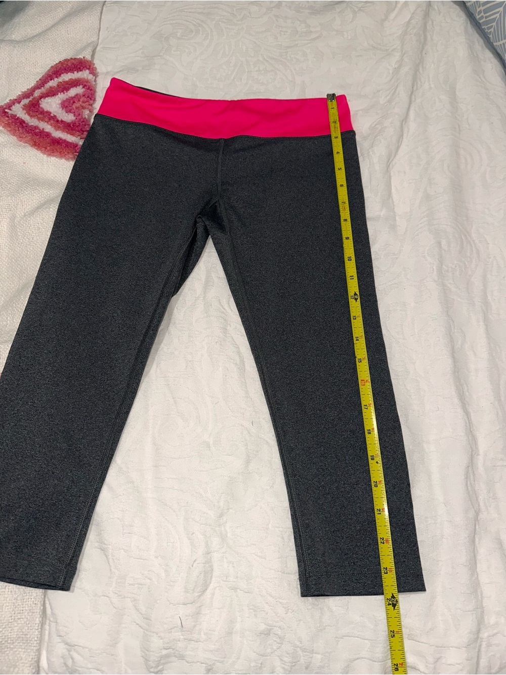 Under Armour Dark Gray Capri Leggings with Hot Pink Waistband